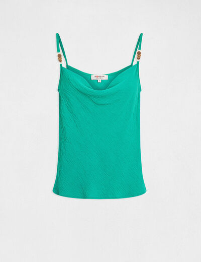 Vest top thin straps with cowl neck green ladies'