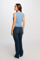 Sleeveless cardigan V-neck grey denim women