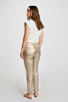 Fitted trousers wet effect gold women