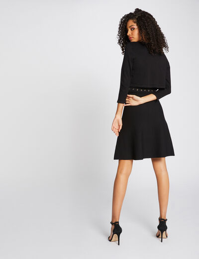 Short 3/4-lengh sleeved cardigan black ladies'