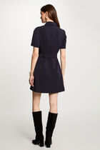 Robe courte ajustée zippée bleu marine femme