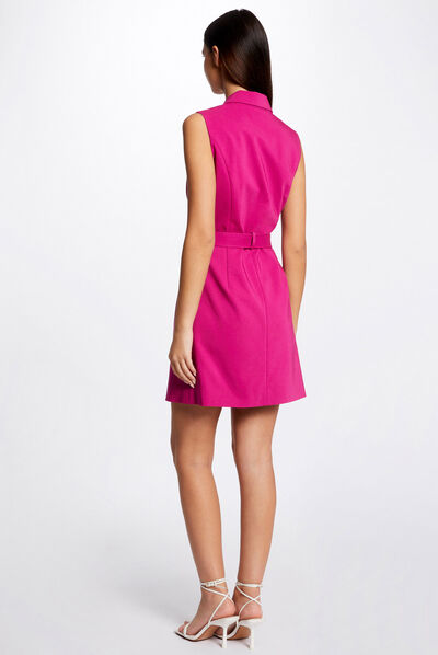 Sleeveless belted wrap dress raspberry ladies'