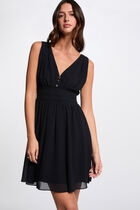 Mini loose A-line dress navy blue women