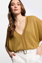 Jumper short sleeves mustard yellow women