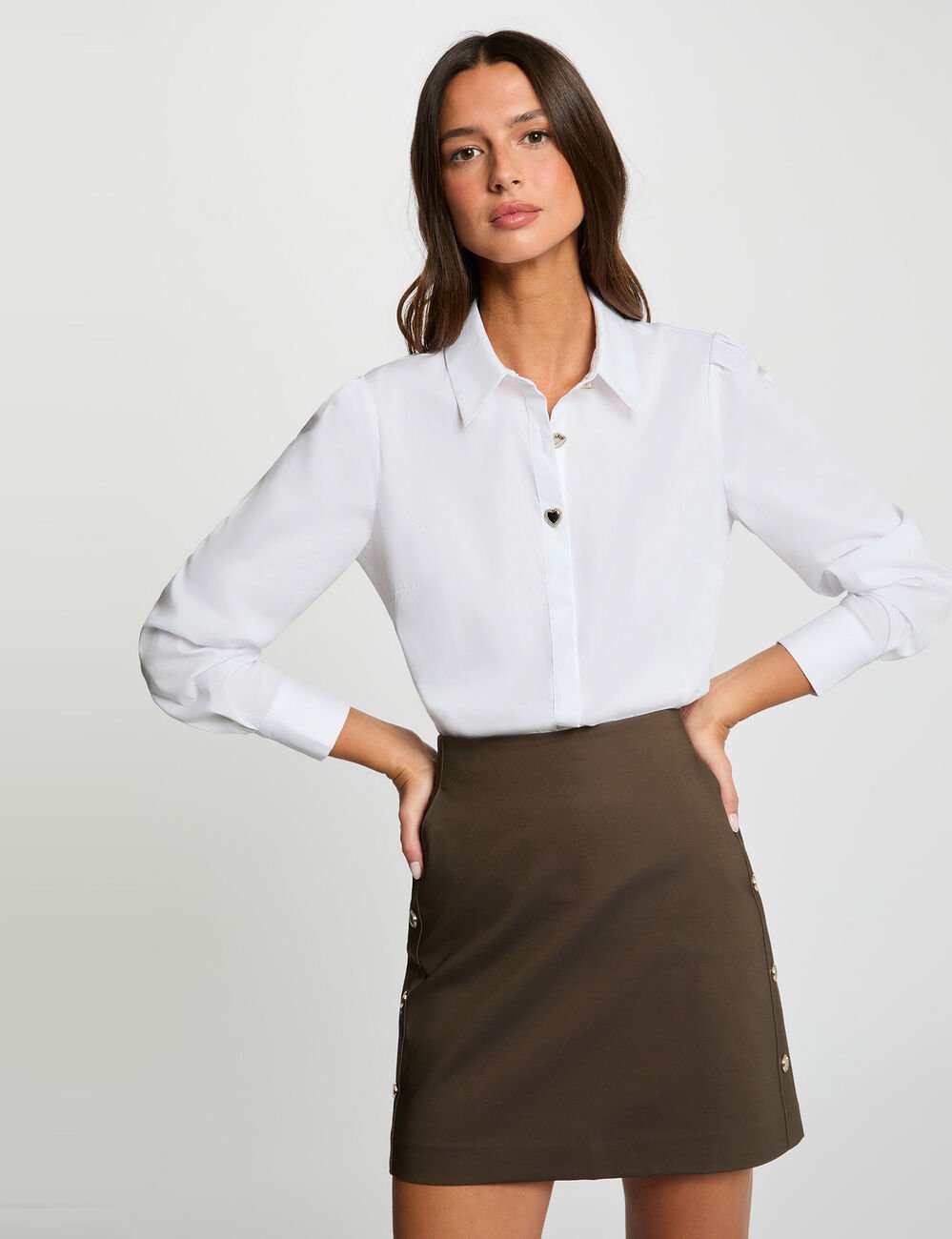 Fitted short skirt khaki green women