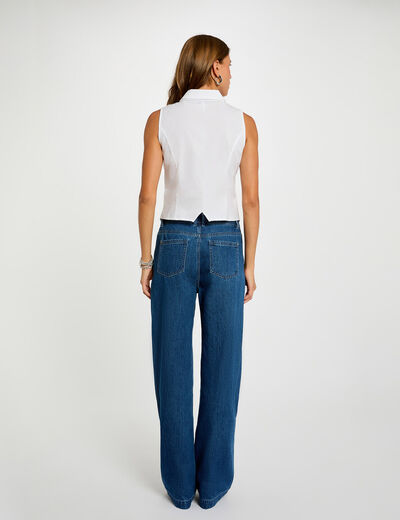Sleeveless fitted shirt white women