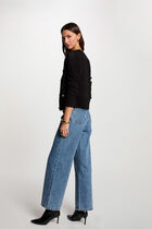 Gilet manches longues ajouré noir femme