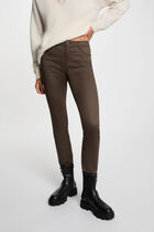 Slim trousers wet effect taupe women