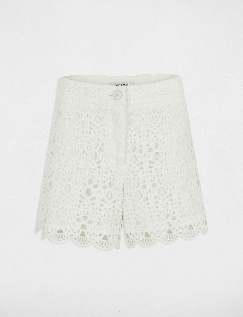 Wide leg lace shorts white women
