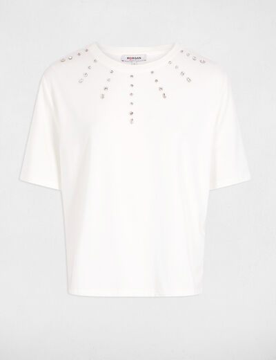 Straight t-shirt with short sleeves white women