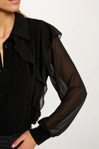 buttoned voile t shirt black women Buttoned voile t-shirt black women