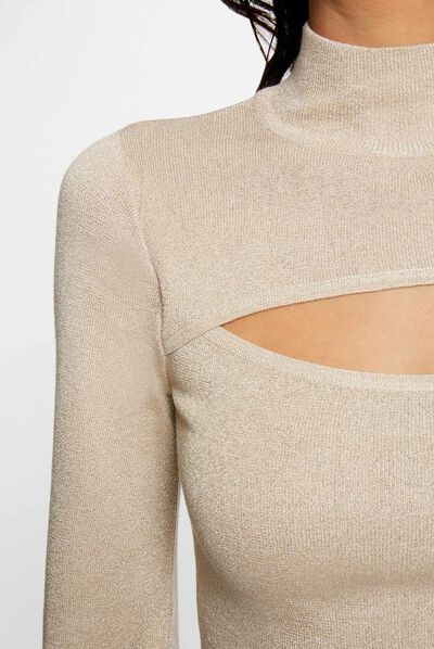Long-sleeved jumper with opening gold ladies'