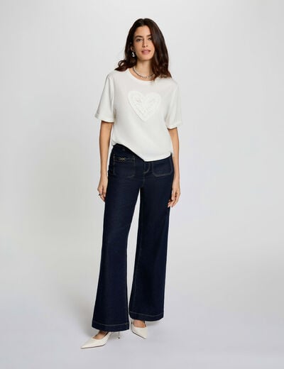 wide leg jeans with ornaments raw denim women Wide leg jeans with ornaments raw denim women