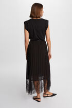 Maxi pleated A-line skirt black women