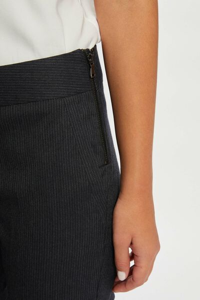 Cropped fitted trousers with stripes anthracite grey ladies'