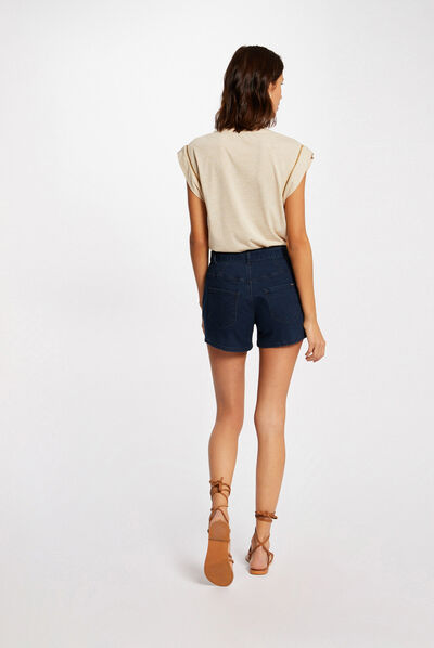 Denim paperbag short raw denim ladies'