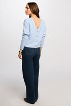 Gilet manches longues côtelé bleu ciel femme