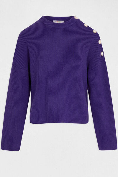 Long-sleeved jumper with buttons purple ladies'