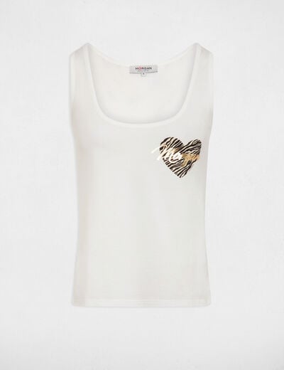 Vest top with message ivory ladies'