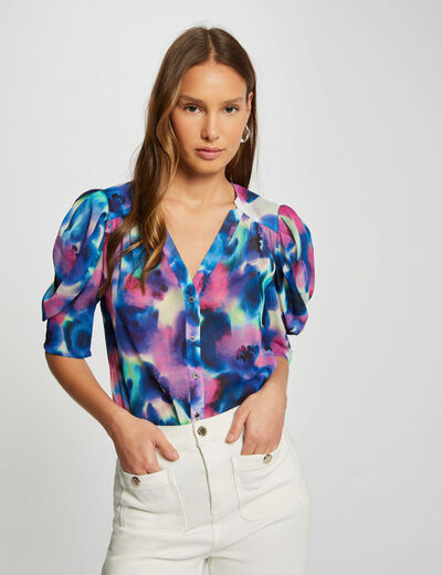 Printed short-sleeved blouse multico ladies'