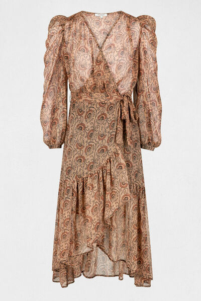 Maxi wrap dress with vegetal print multico ladies'