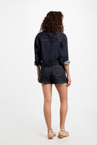 Short denim jacket raw denim women