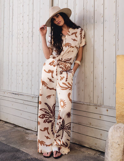 Wide satin trousers multicolor women