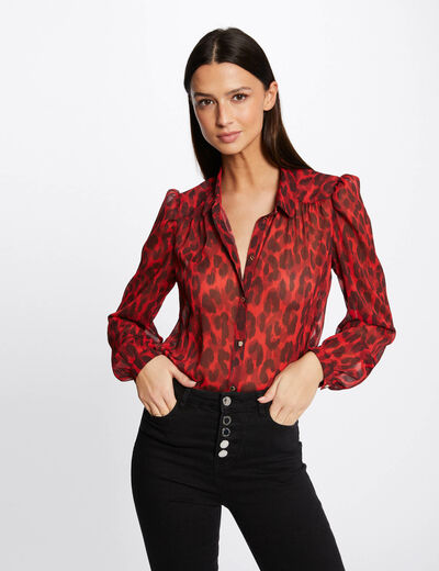 Long-sleeved shirt leopard print multico ladies'