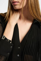 Long-sleeved shirt with pleats black women