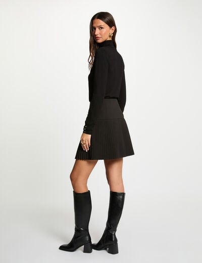 Pleated short skirt black women