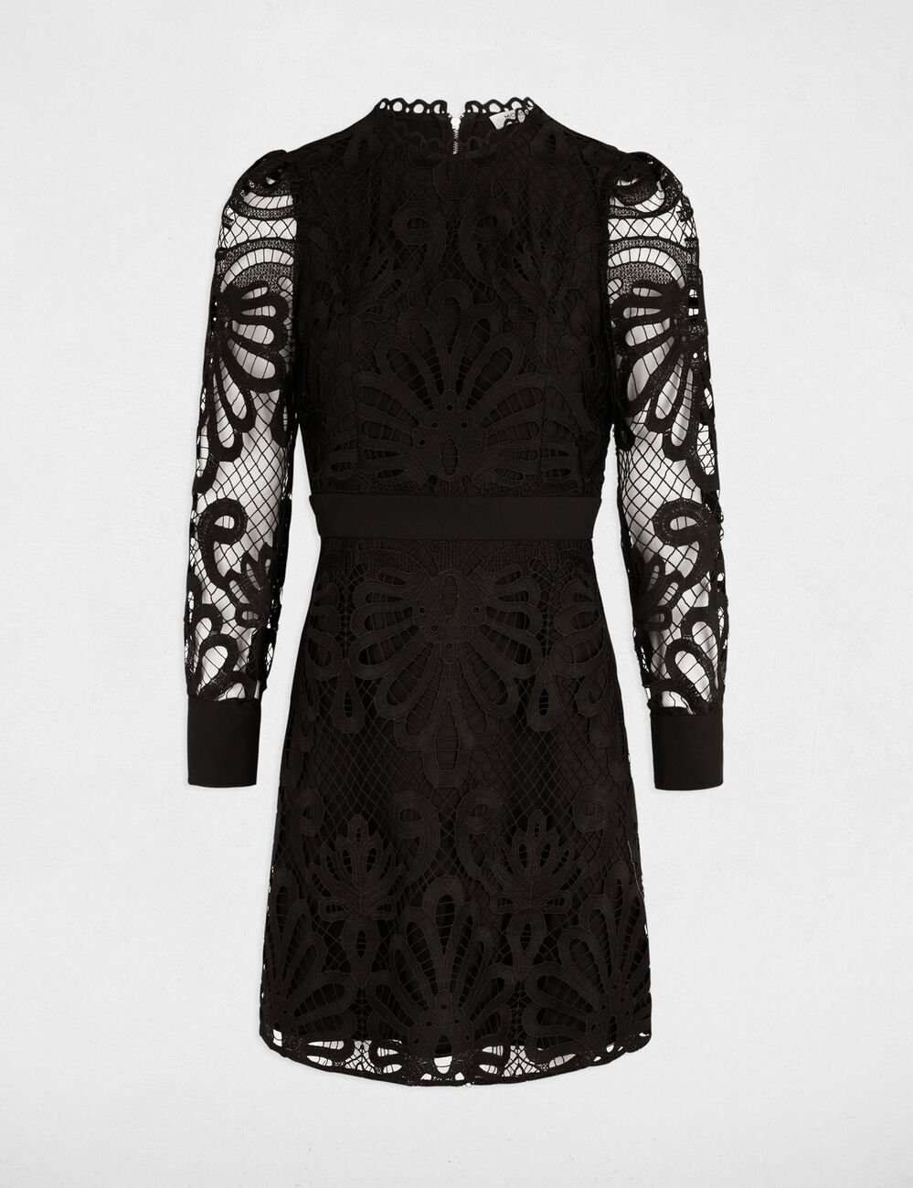Robe courte ajustée dentelle noir femme