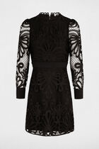 Robe courte ajustée dentelle noir femme