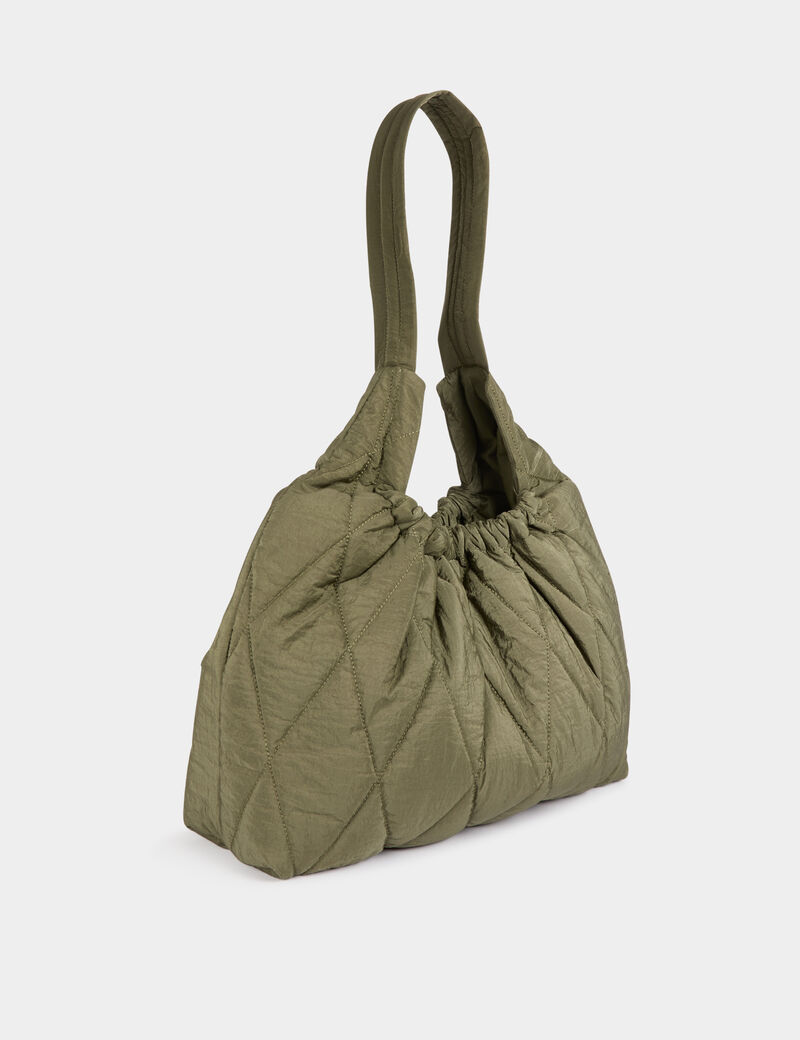 Quilted shoulder bag khaki green women