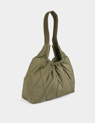Quilted shoulder bag khaki green women