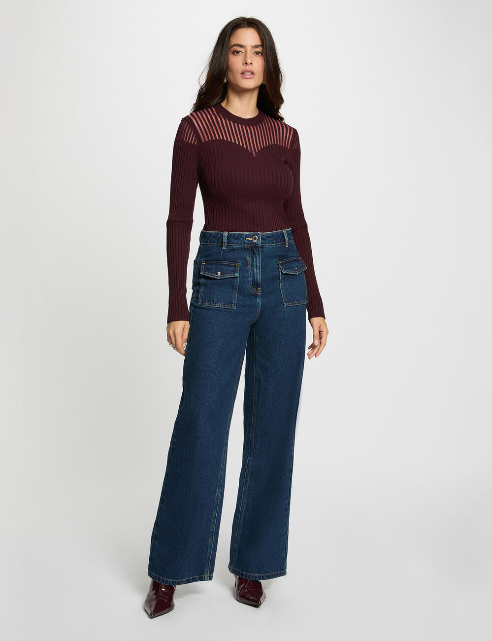 Long-sleeved jumper plum women