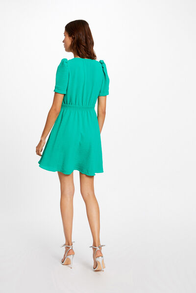 A-line dress with wrap-over neckline green ladies'