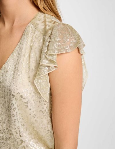 Sleeveless V-neck t-shirt gold yellow women