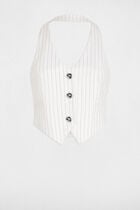 Striped sleeveless top ecru women