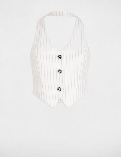 Striped sleeveless top ecru women