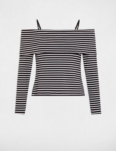 Striped long-sleeved t-shirt ivory women