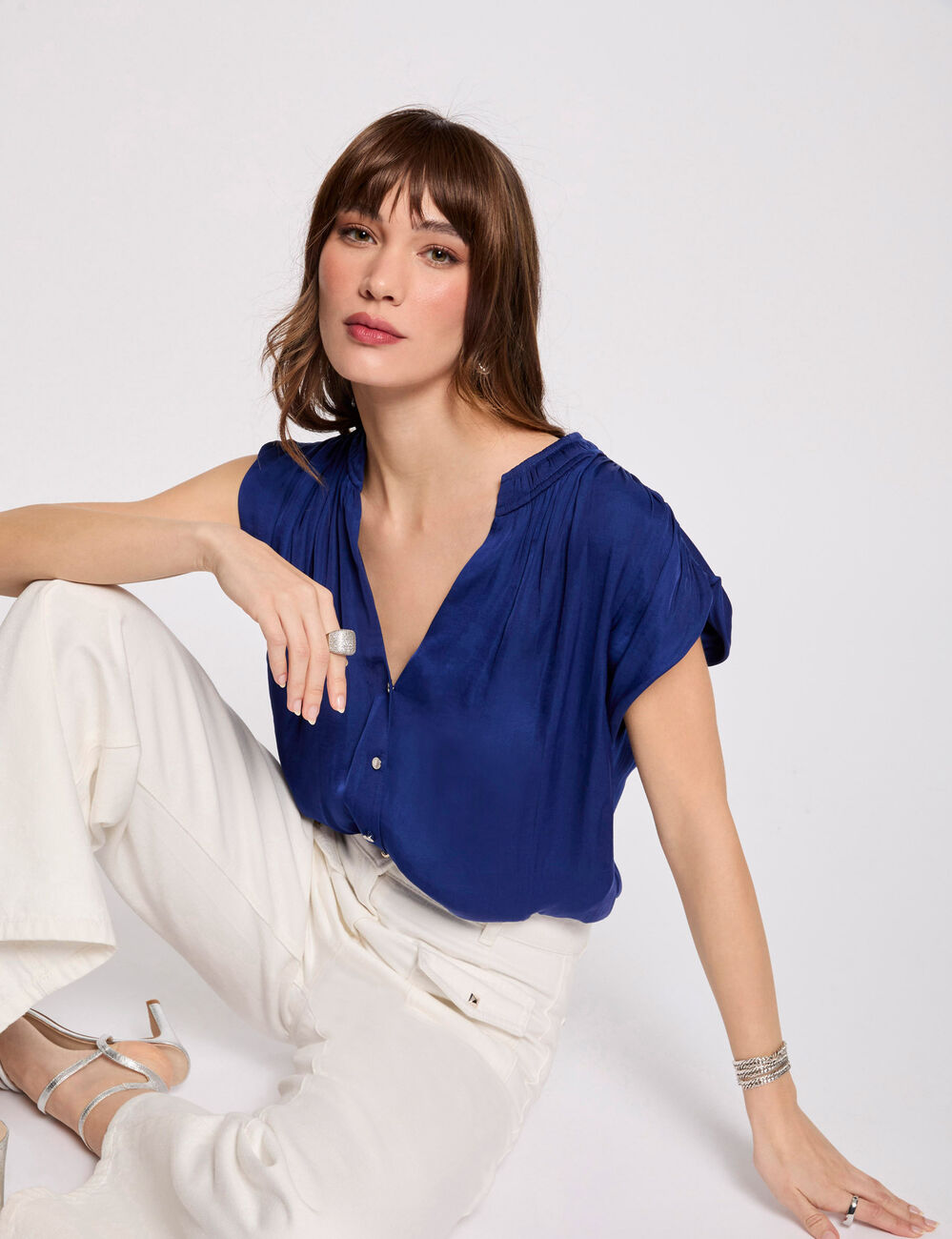 Sleeveless blouse electric blue women