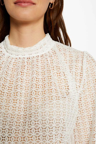 3/4-length sleeved t-shirt with lace ecru ladies'