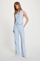Striped V-neck cardigan sky blue women