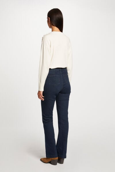 Long-sleeved jumper with round neck ivory ladies'