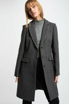 Long coat with studs light grey women