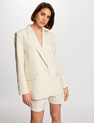 Straight blazer rhinestones vanilla women