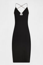 Midi straight dress with lacing black ladies'