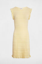 Knitted short-sleeve dress pastel yellow women