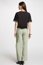Jeans jambe large vert clair femme