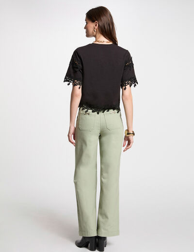 Wide leg jeans light green women